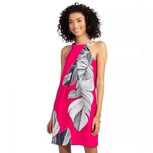 Trina Turk Fuchsia and Black Leaf Print Mini Dress